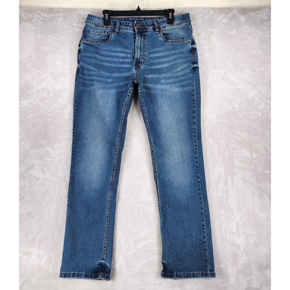 The Perfect Jean Mens 33x32 Medium Wash Blue Bootcut Stretch Jeans JUSTANMMR32